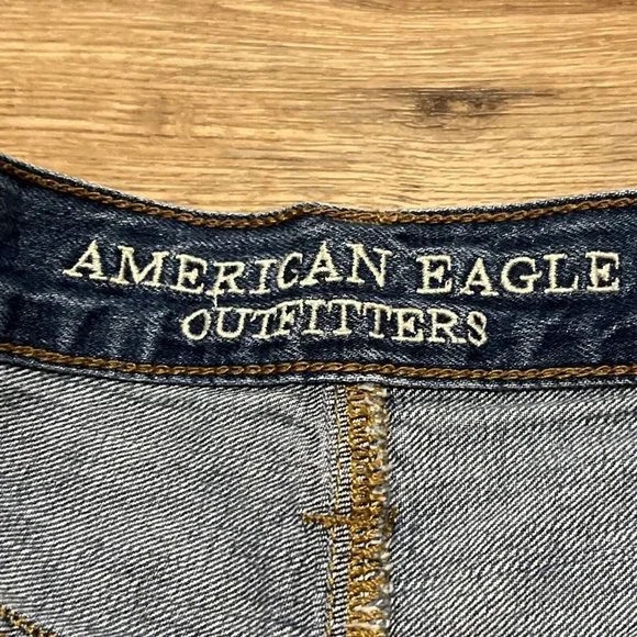 American Eagle Vintage Hi-Rise Festival Shorts SZ 6 Denim Distressed Blue Jean - Picture 6 of 10